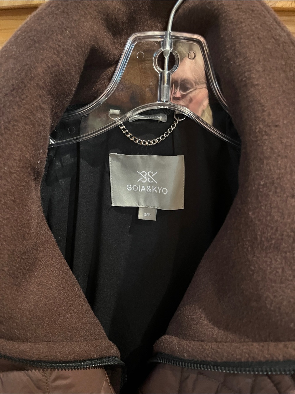 Soia & Kyo Dark Brown Quilted-Front Wool-Blend Belted Trench Coat - Picture 3 of 7